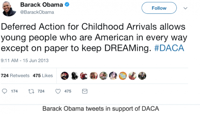 Obama tweets about DACA for Dreamers