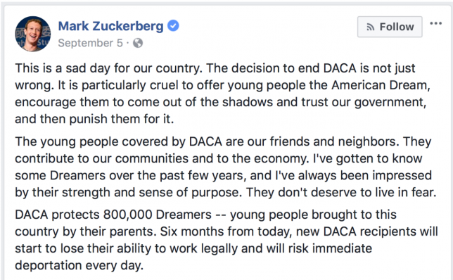 Mark Zuckerberg for Dreamers