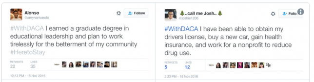 DREAMers tweets about their DACA experiences
