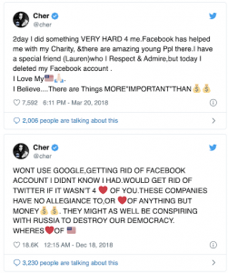 #DeleteFacebook Cher Tweet