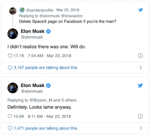 #DeleteFacebook Elon Musk Tweet